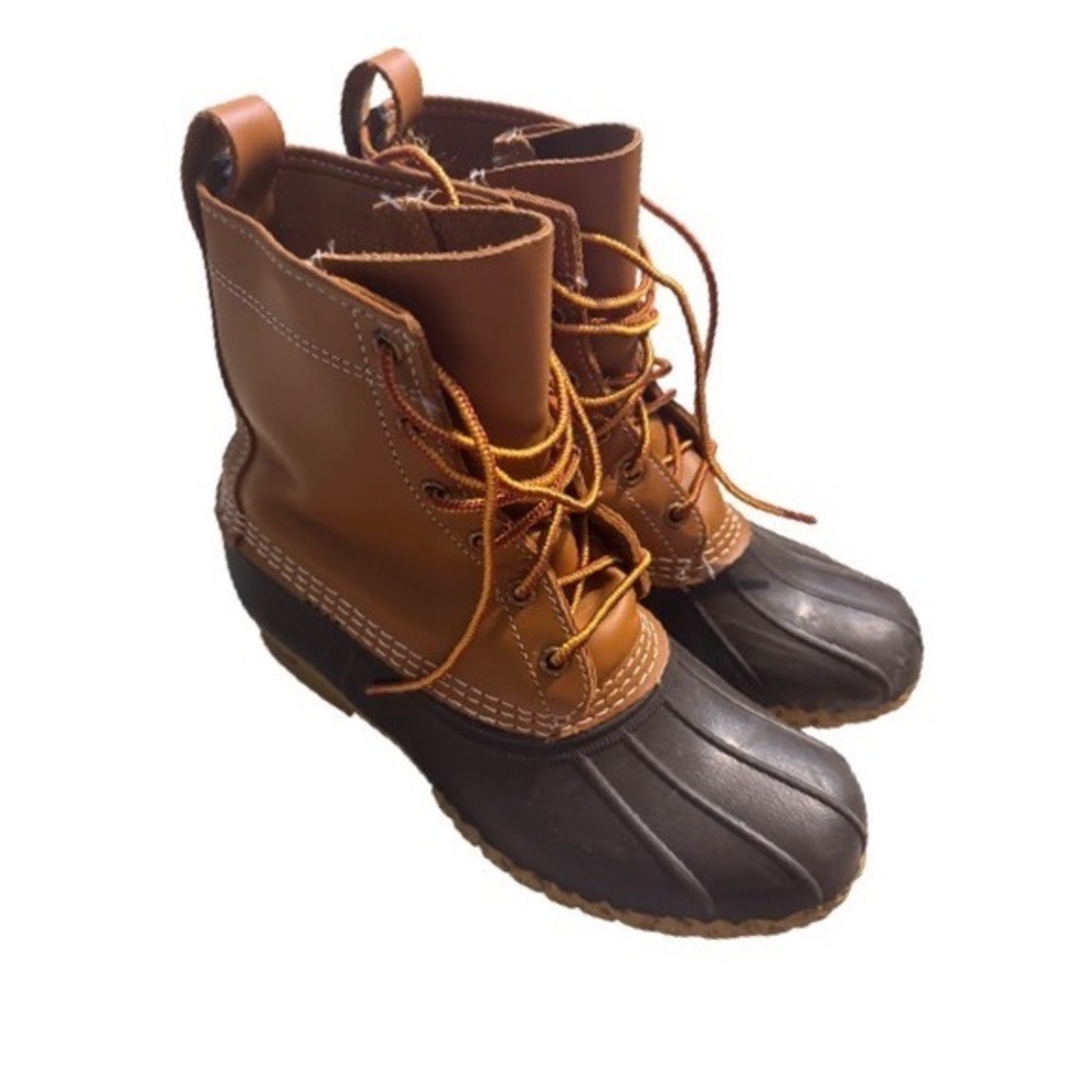 L.L. Bean Duck Boots Womens 8 Brown Tan Excellent 8" Waterproof Leather Made USA - Picture 2 of 10